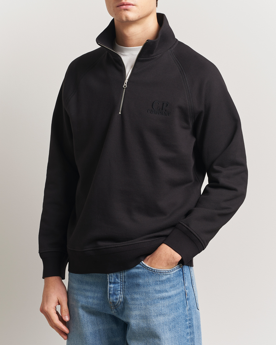 C.P. Company Diagonal Raised Fleece Half Zip Black