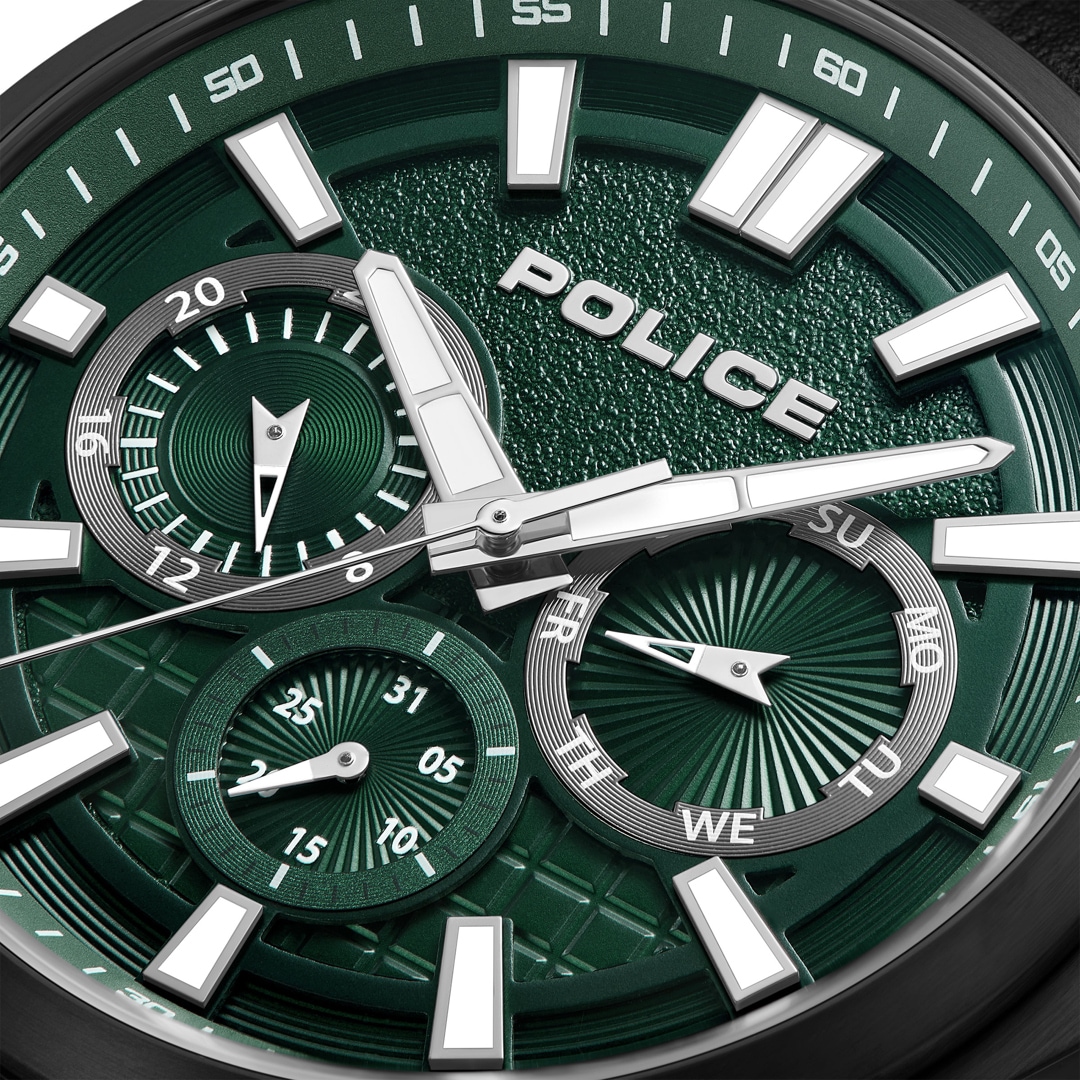 Police Rangy Day-Date Schwarz / Grün