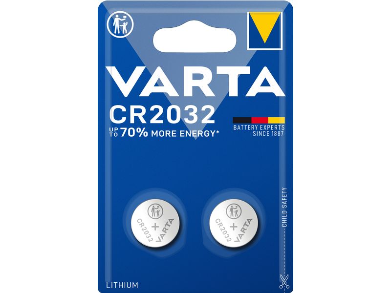 Varta Knopfzelle CR2032 , 2 Stück LITHIUM Knopfzelle CR2032 Blister 2