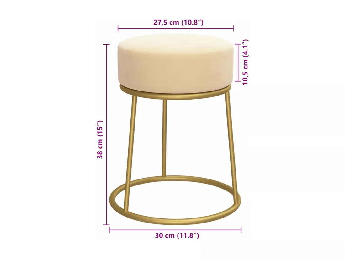 Tabouret rond Abricot Velours