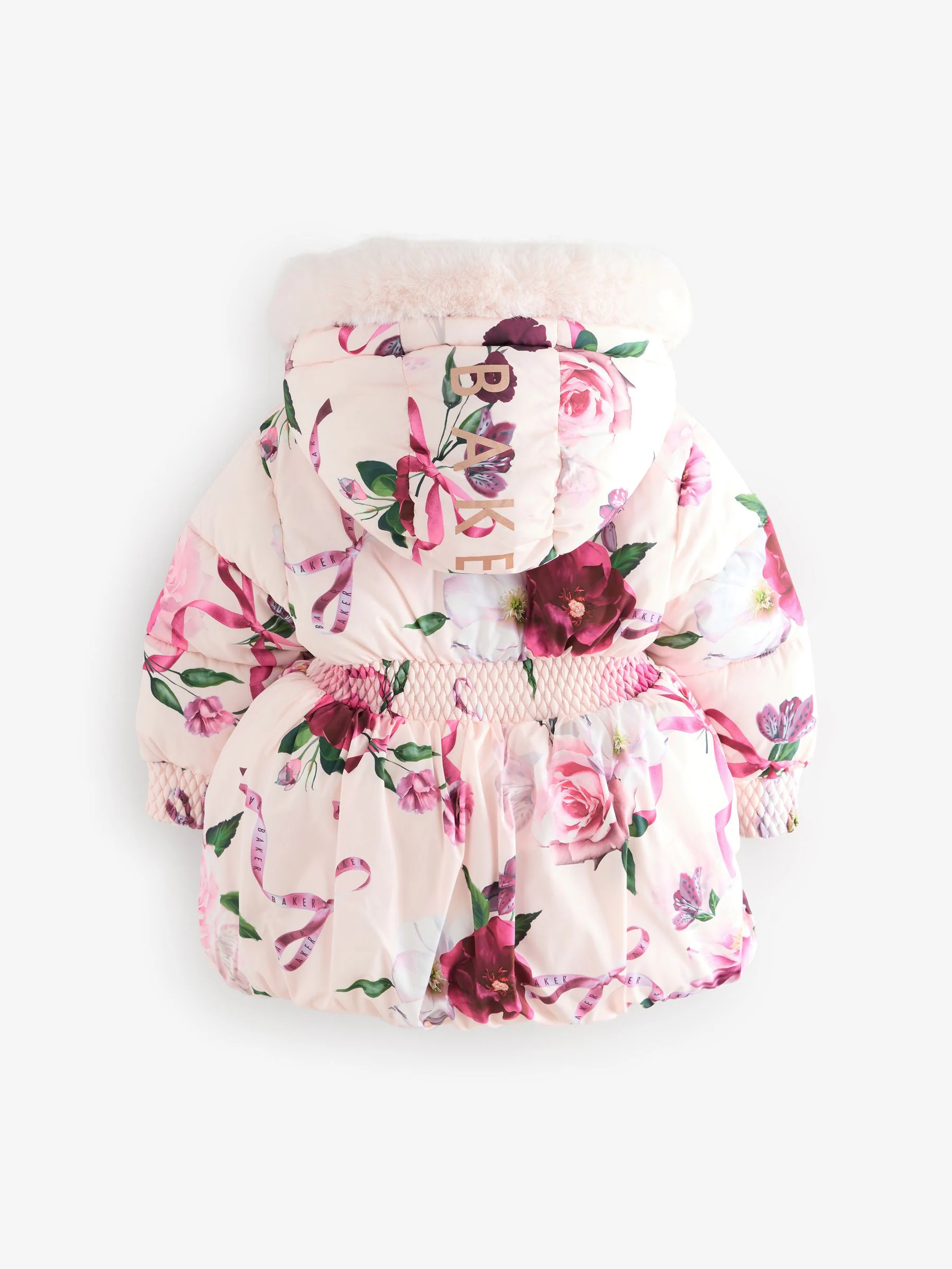 Roze - Baker by Ted Baker - Regenbestendige gewatteerde jas met bubbelzoom