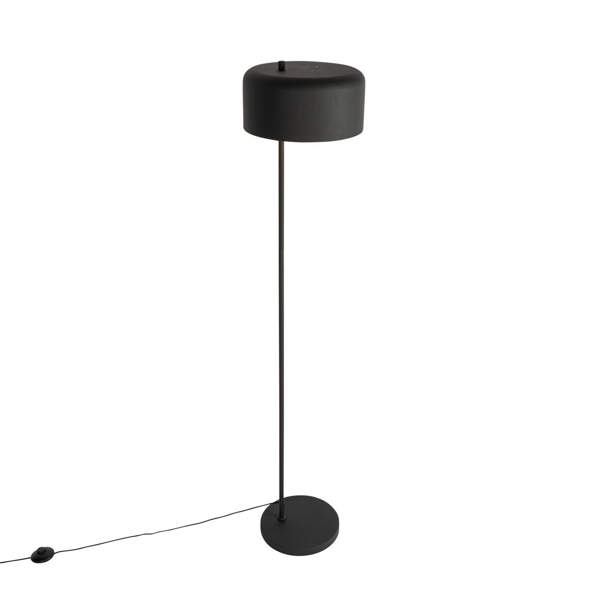 Retro vloerlamp zwart met gouden binnenkant - Jinte