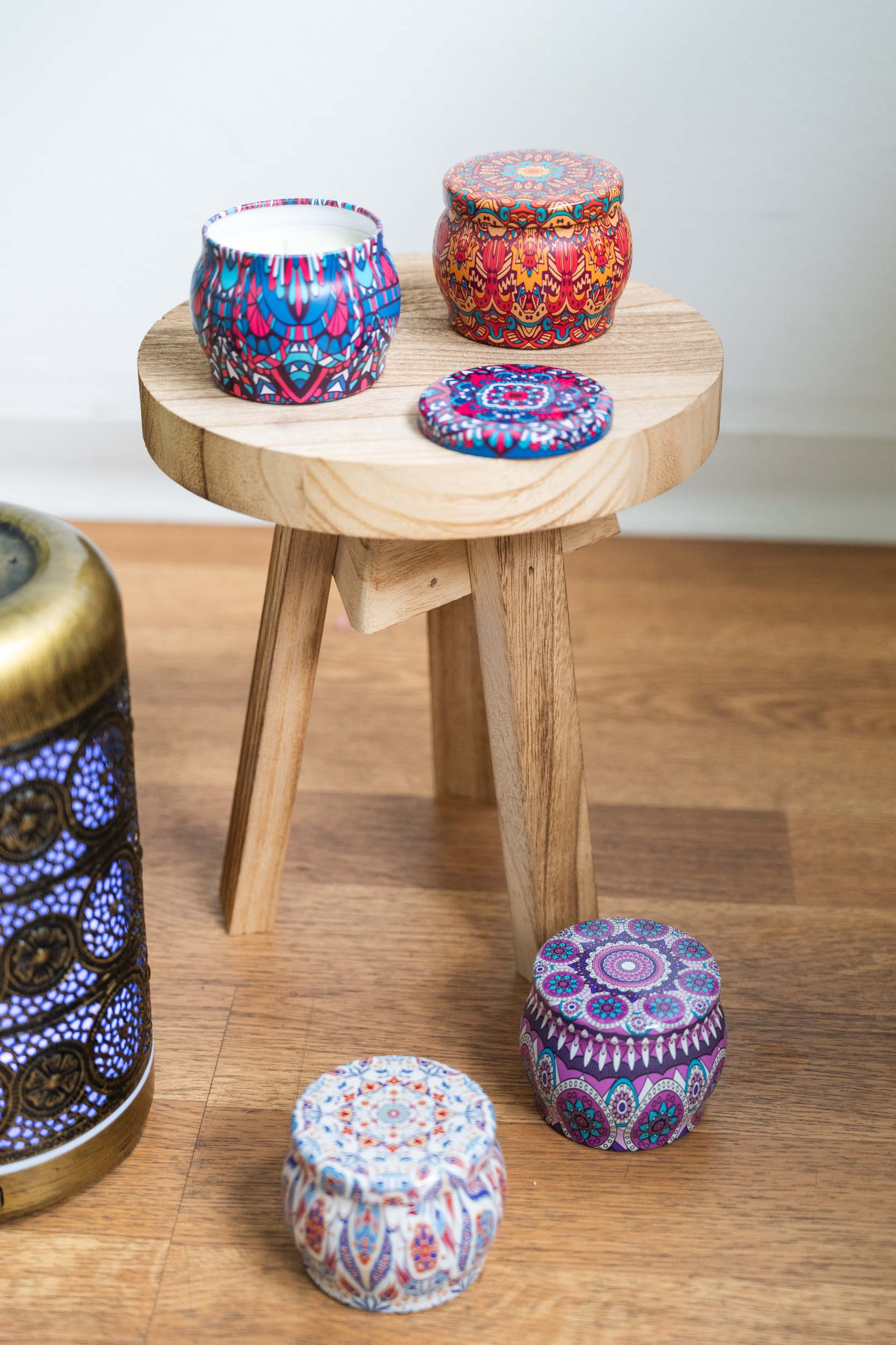 (4er Set) Duft Kerzen Aromatherapie Sojawachs Kerzen im Geschenk Set - Mandala Design