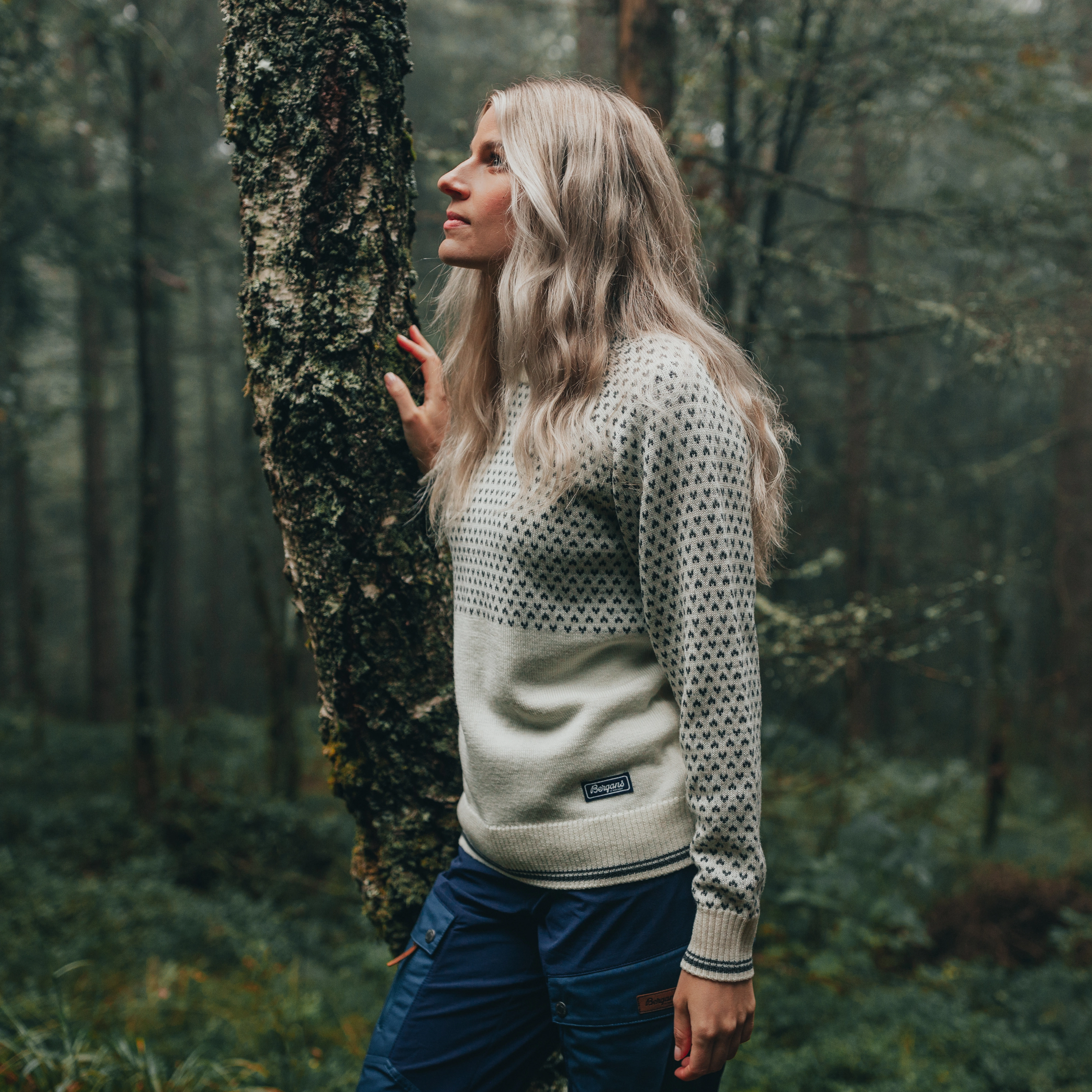 Alvdal Wool Jumper Women Vanilla White / Solid Dark Grey