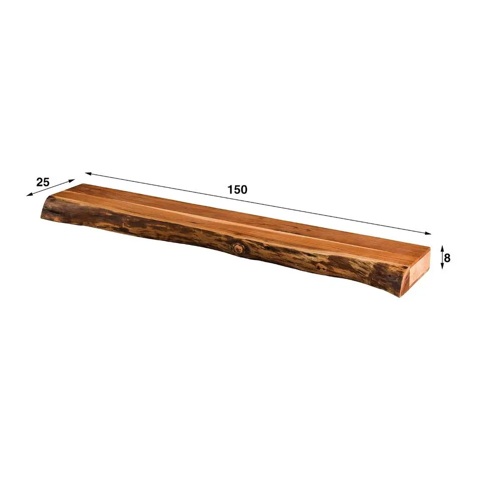 Wandplank Acaciahout 150cm - 150x25x8cm - Plank Tree