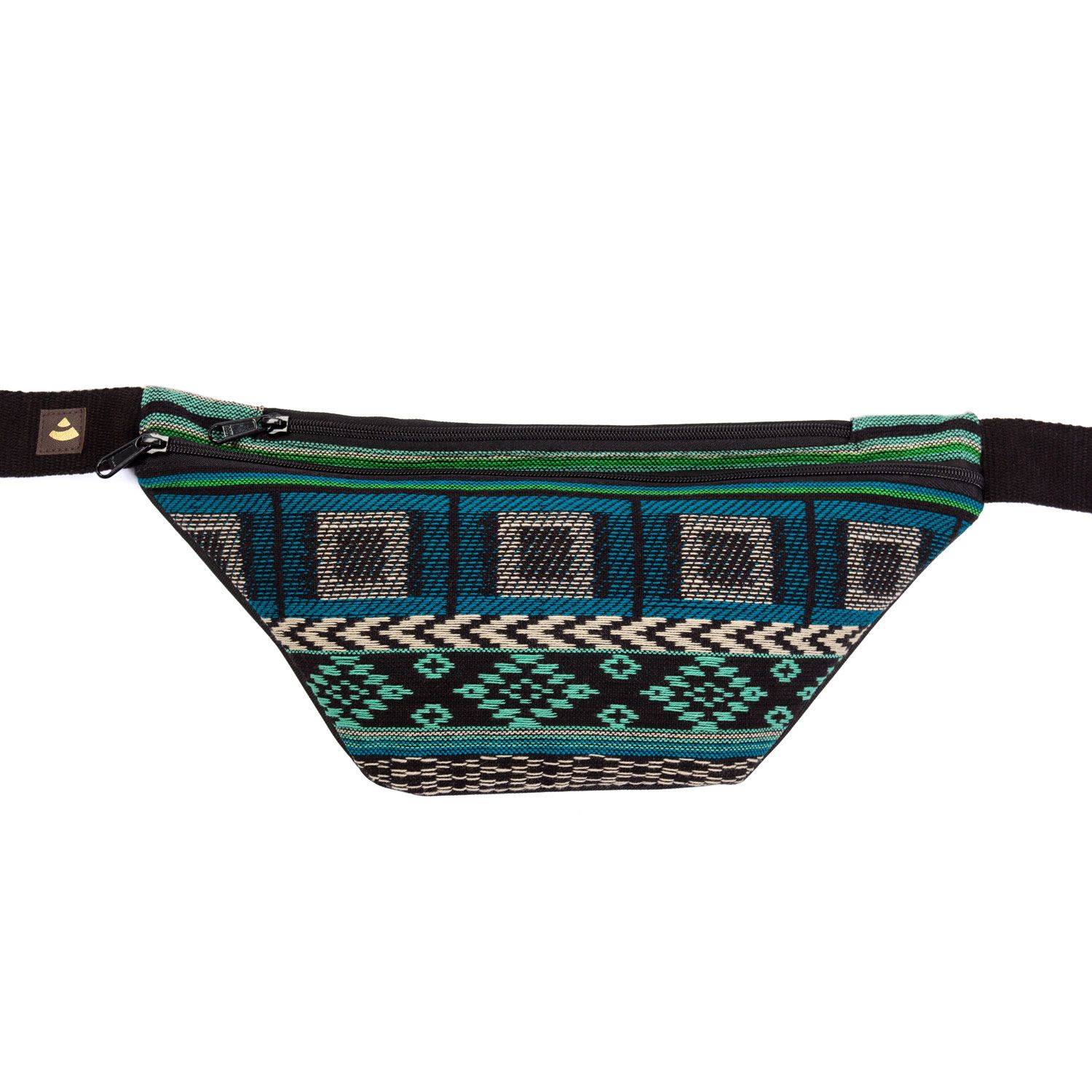 bodhi ETHNO Collection: Bauchtasche Jacquard-Webstoff, schwarz-weiß-grün gemustert, Hip Bag