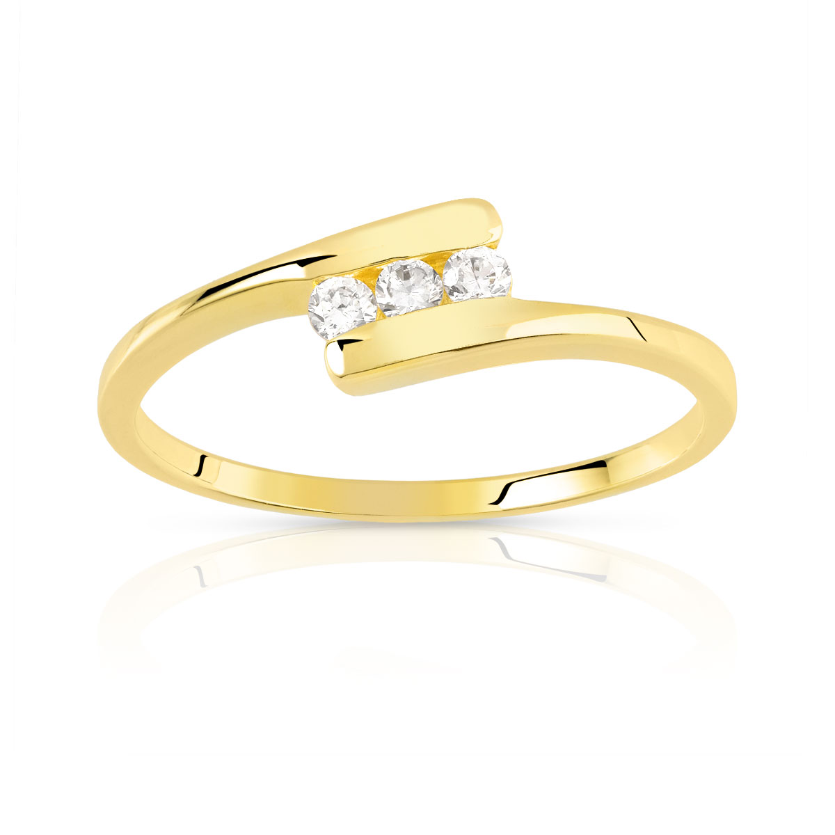 Bague plaqué or trio zirconias