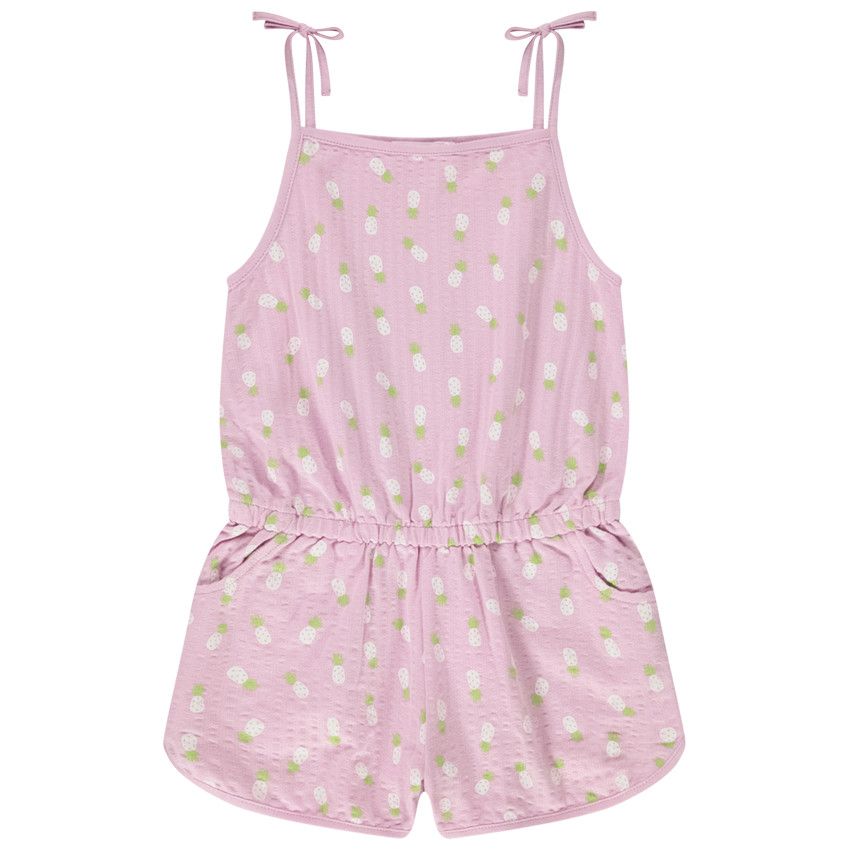 Combishort en jersey gaufré imprimé ananas pour fille - Lilas