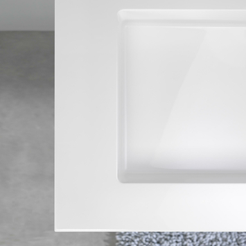 Tiger Maryport Badkamermeubelset 80 cm Mat wit met wit glanzende polybeton wastafel en matzwarte grepen