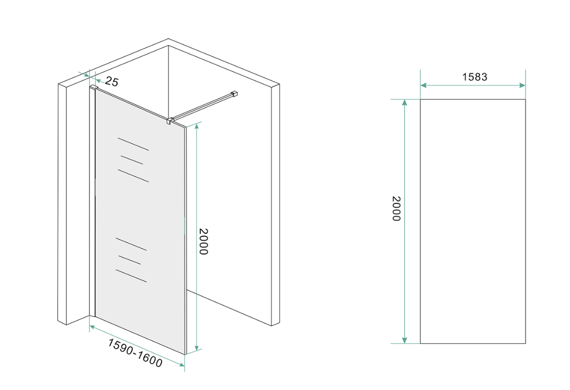 Mueller Slimline glaswand rookglas 160x200cm 8mm NANO glas