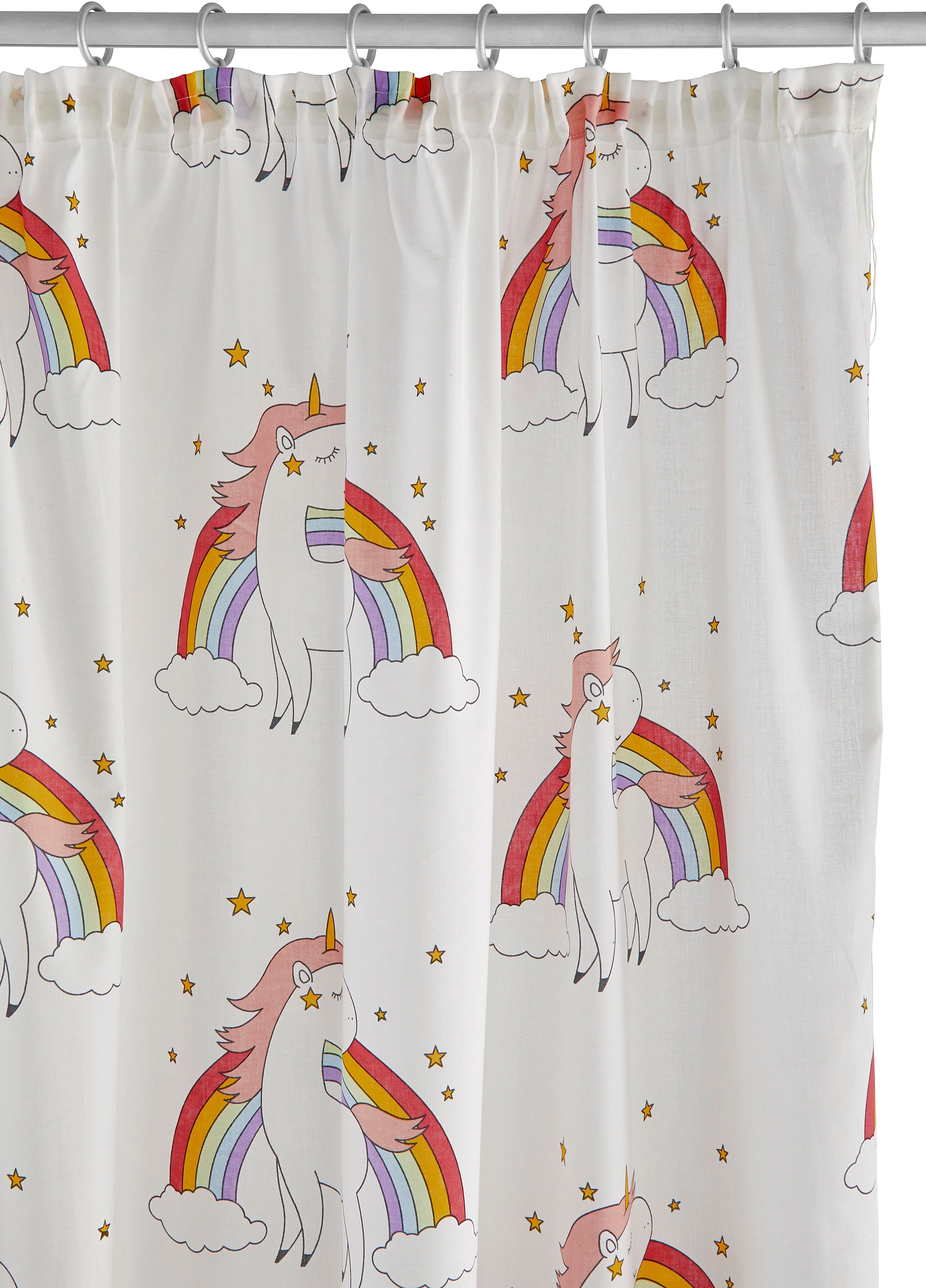Lüttenhütt Gardine »EINHORN« Kräuselband 1 Stk. tlg. Kindergardine, bedruckt, halbtransparent, Einhörner, Regenbogen