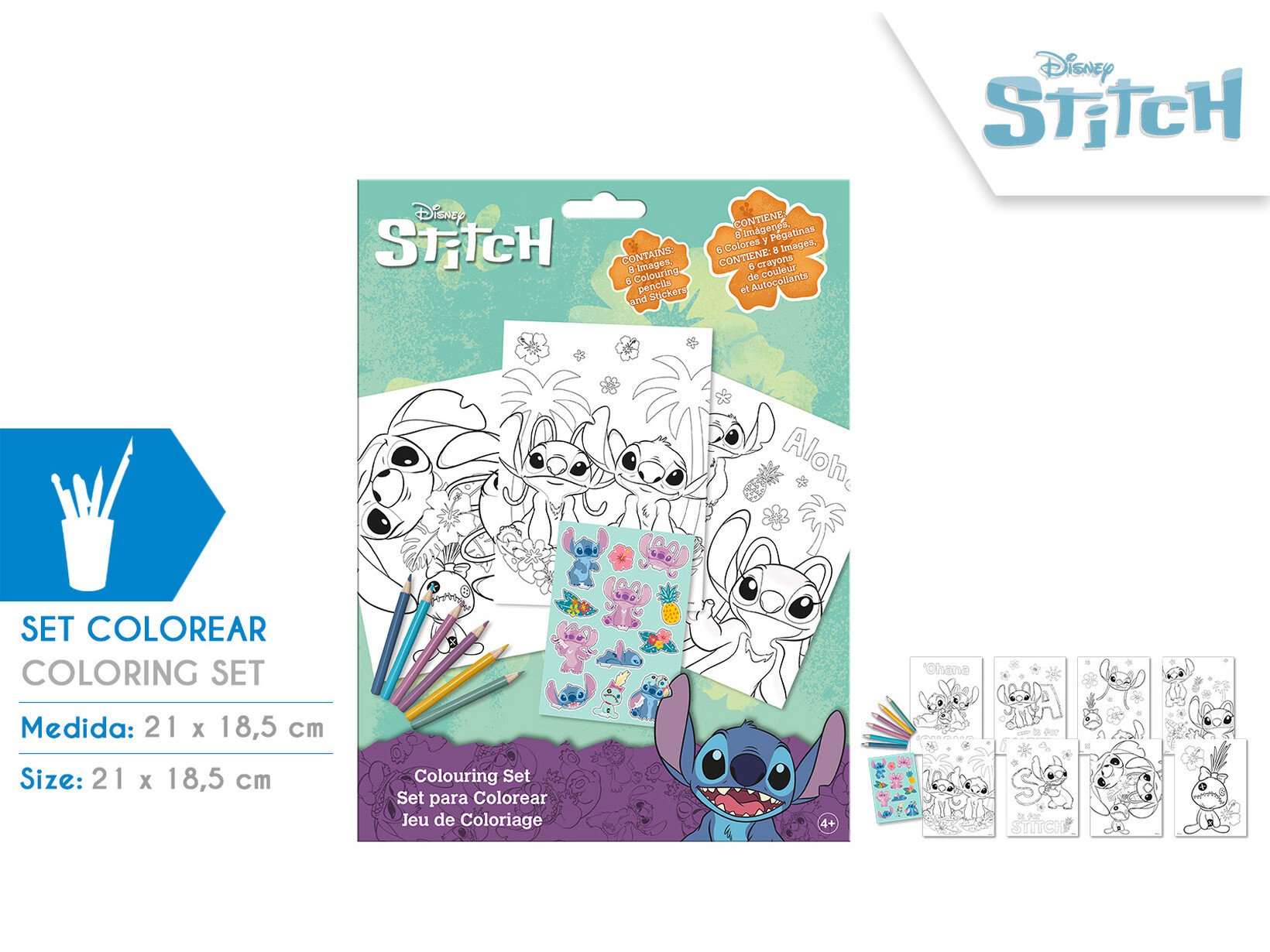 SET COLORIR COM AUTOCOLANTES STITCH