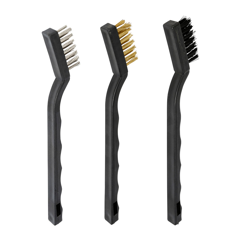 Lot de 3 brosses métalliques manche plastique 15cm