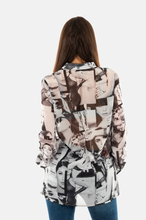 Chemisier guess jeans clouis p9xk iconic collage print