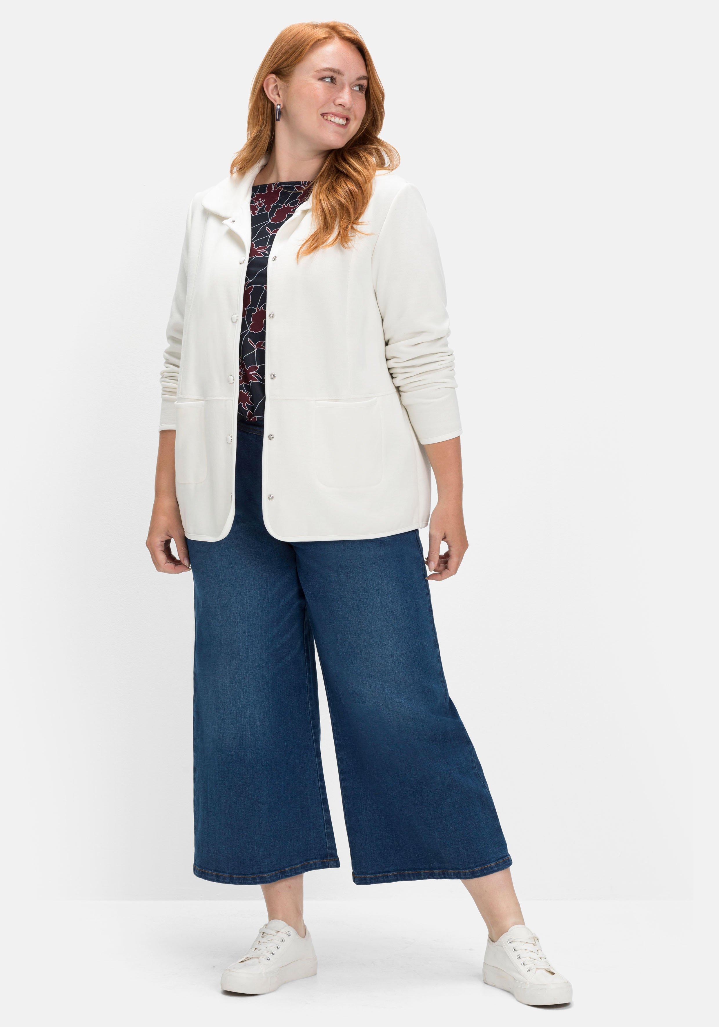 Sweatjacke im Shacket-Stil, mit Umlegekragen