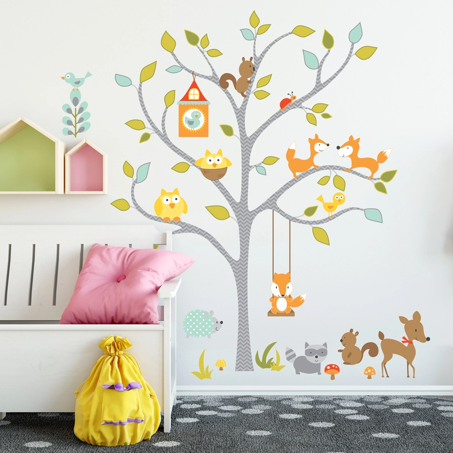 Room Mates Waldtiere auf dem Baum Mehrfarbig
