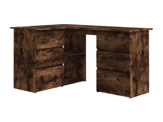 Bureau d'angle Chêne fumé 145x100x76 cm Bois d'ingénierie