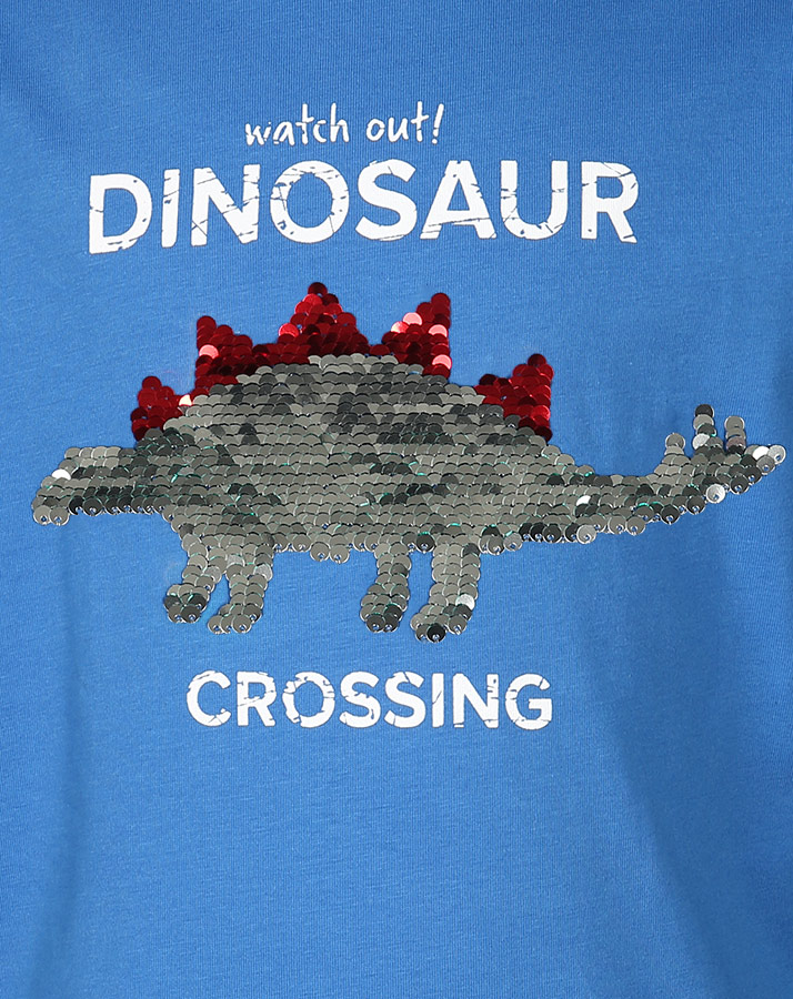 Langarmshirt DINOSAUR CROSSING mit Wendepailletten in royalblau