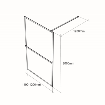 Allibert inloopdouche Milton 120x200 cm helder glas/mat zwart