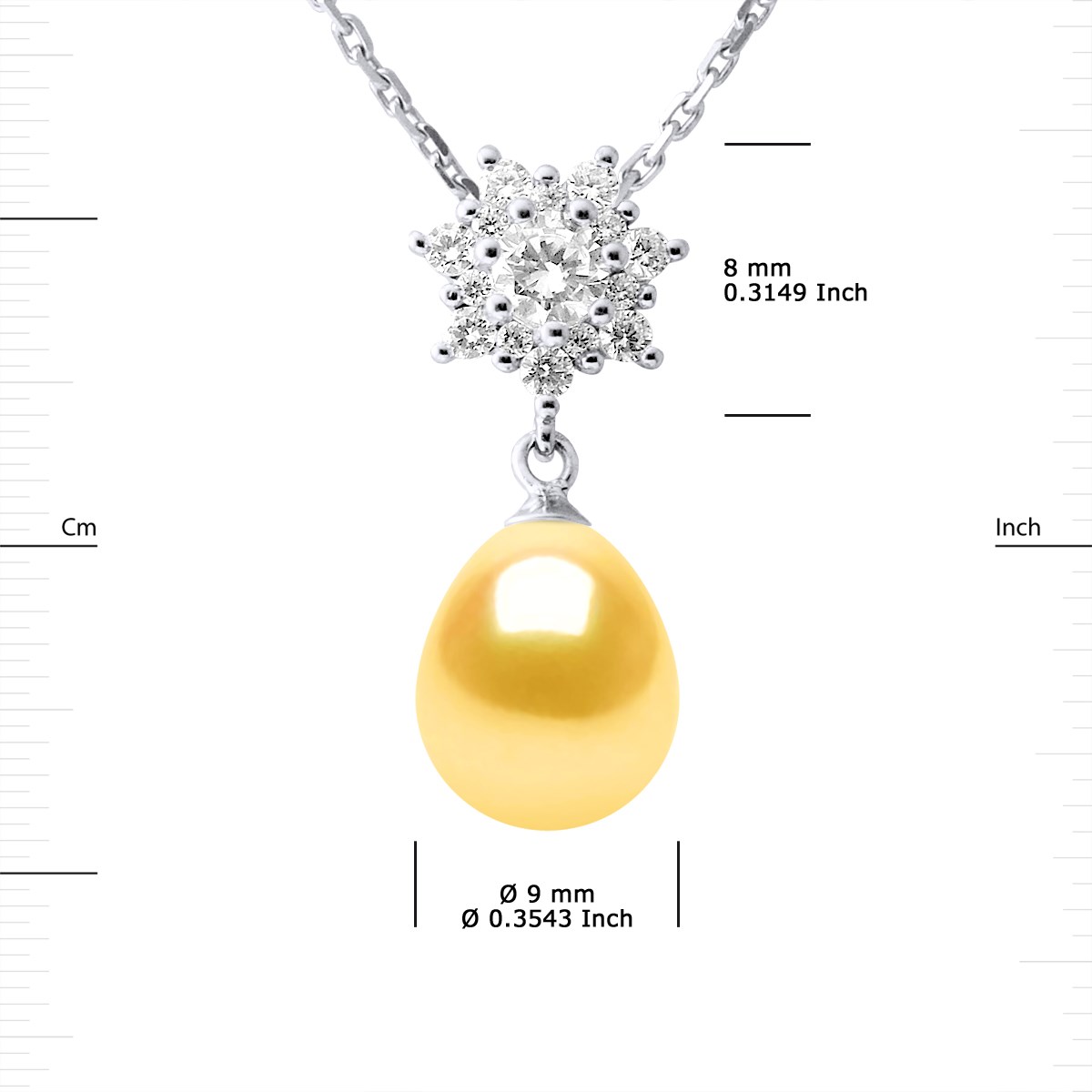 Collier SOLEIL Perle d'Eau Douce 9-10 mm Dorée Joaillerie Argent 925