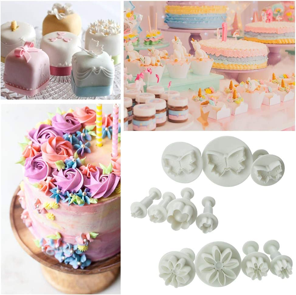 (45-tlg. Set) Kuchen Deko Kit inkl. Ausstechformen Keksausstecher mit Stempel - Weiss