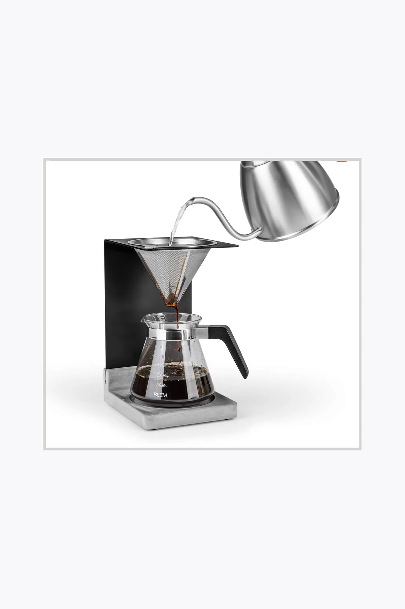 BEEM Kaffeebereiter Set Pour Over Beton 500ml Schwarz/Edelstahl