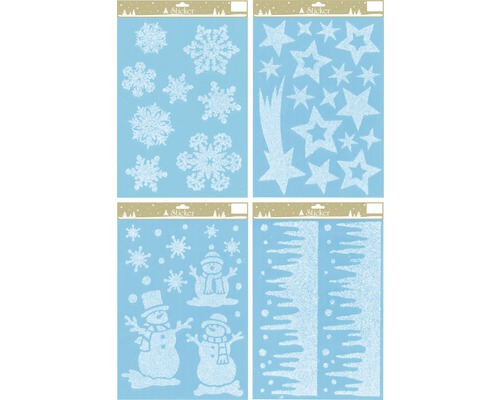 Sneeuwstickers op folie 45x30 cm wit willekeurige patroonselectie