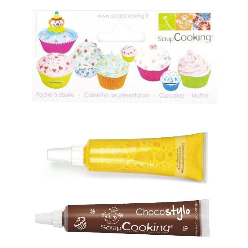 Stylo chocolat + Colorant alimentaire liquide tube Jaune Scrapcooking