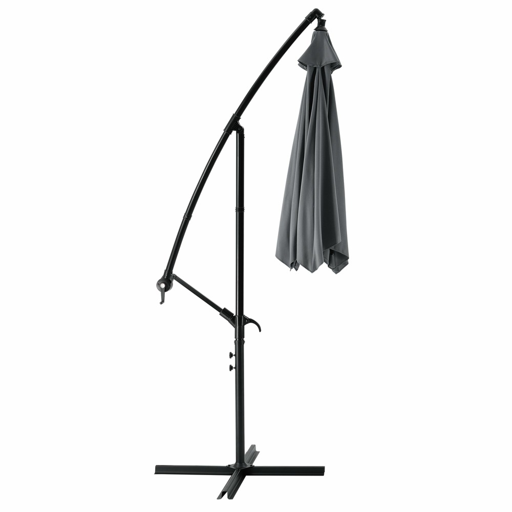 Parasol déporté hexagonal avec manivelle inclinable imperméable uv diamètre 270 cm gris