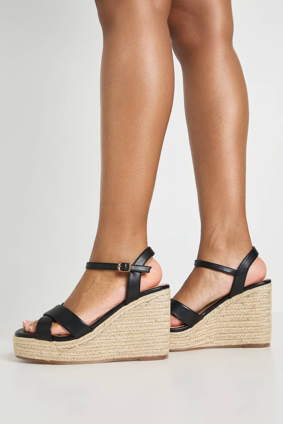 boohoo Sandales Compensées À Brides Coupe Large 2 Parties