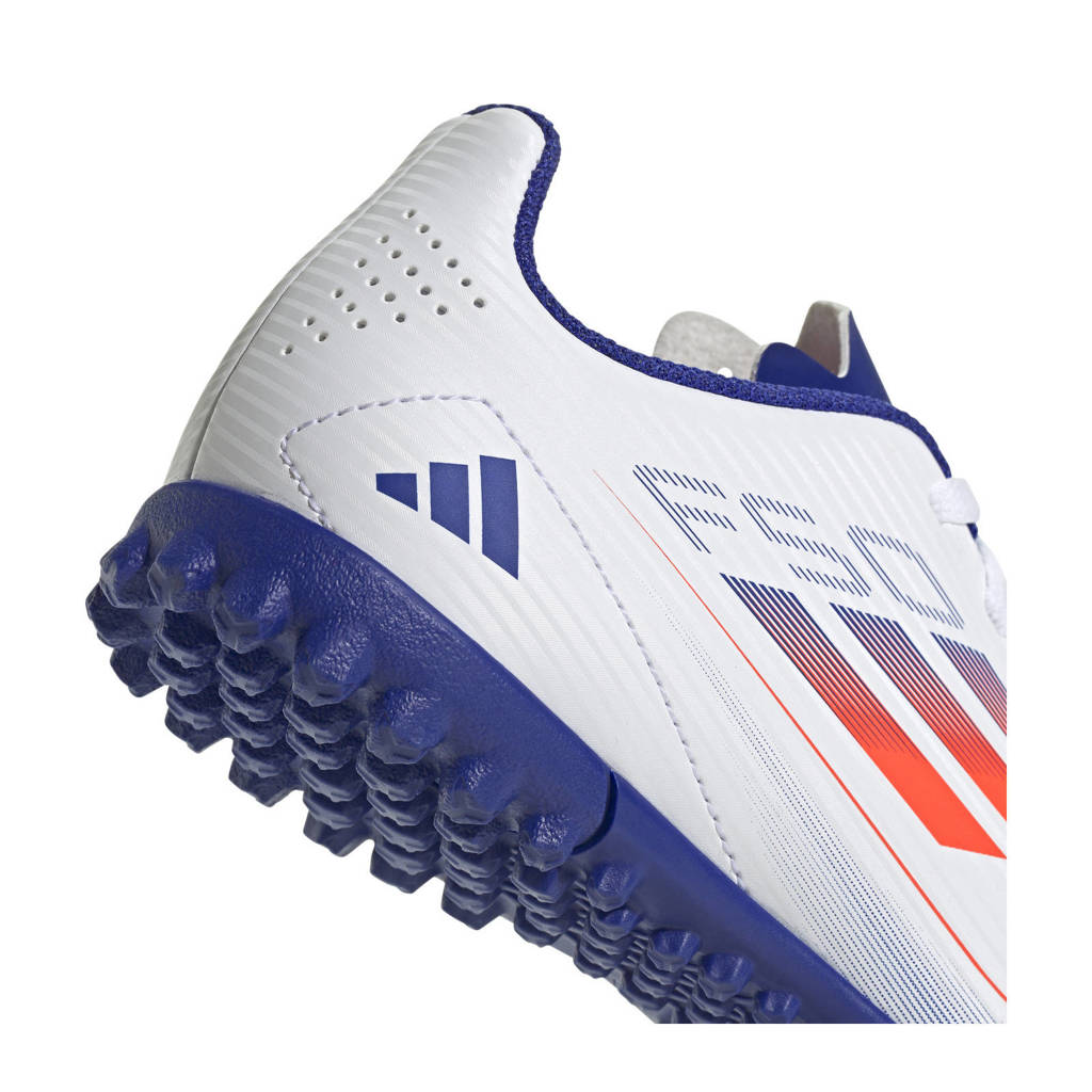 adidas F50 Club junior voetbalschoenen wit/rood/kobaltblauw