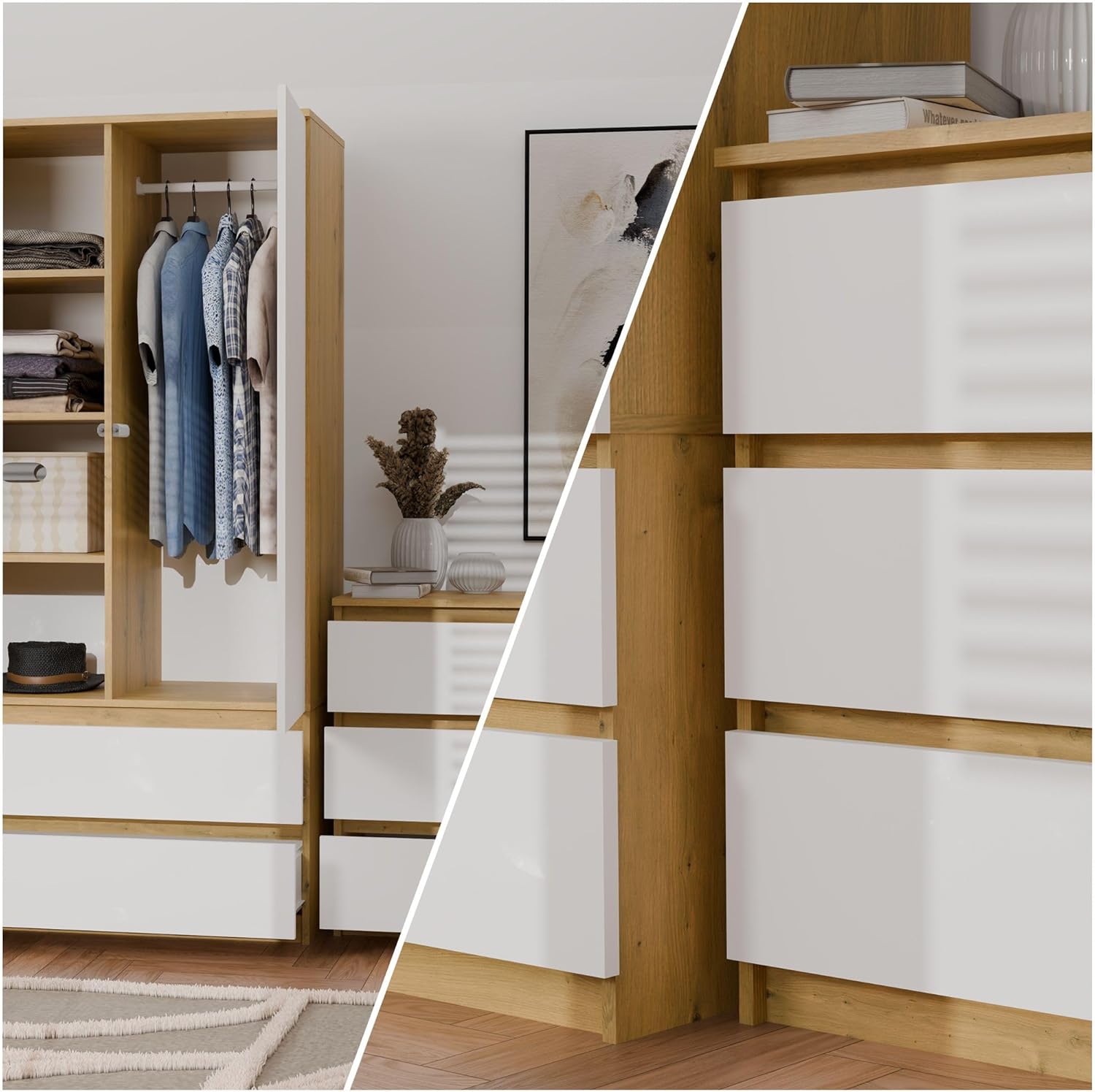 CDF Kommode Artisan Weiß mit 6 Schubladen Komodenschrank Komode für Wohnzimmer Schlafzimmer Schubladenschrank Malwa M6 140