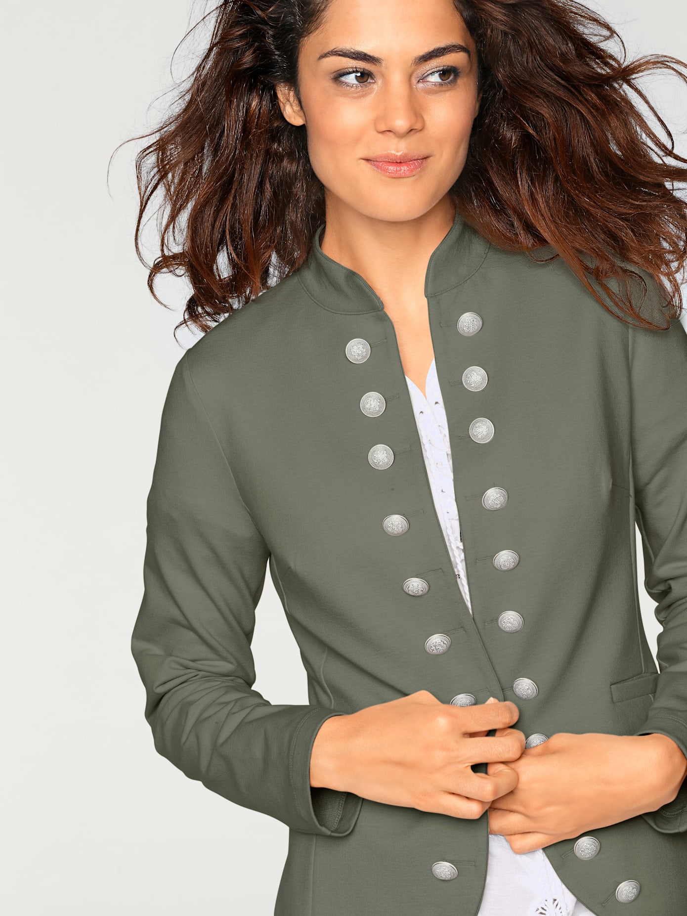 Blazer en jersey look tendance