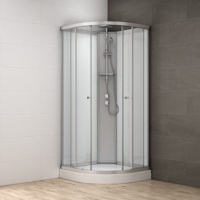 Modera - AK1010-320100 - Douchecabine - 100x100 cm - Wit Glas - Schuifdeur - Kwartrond