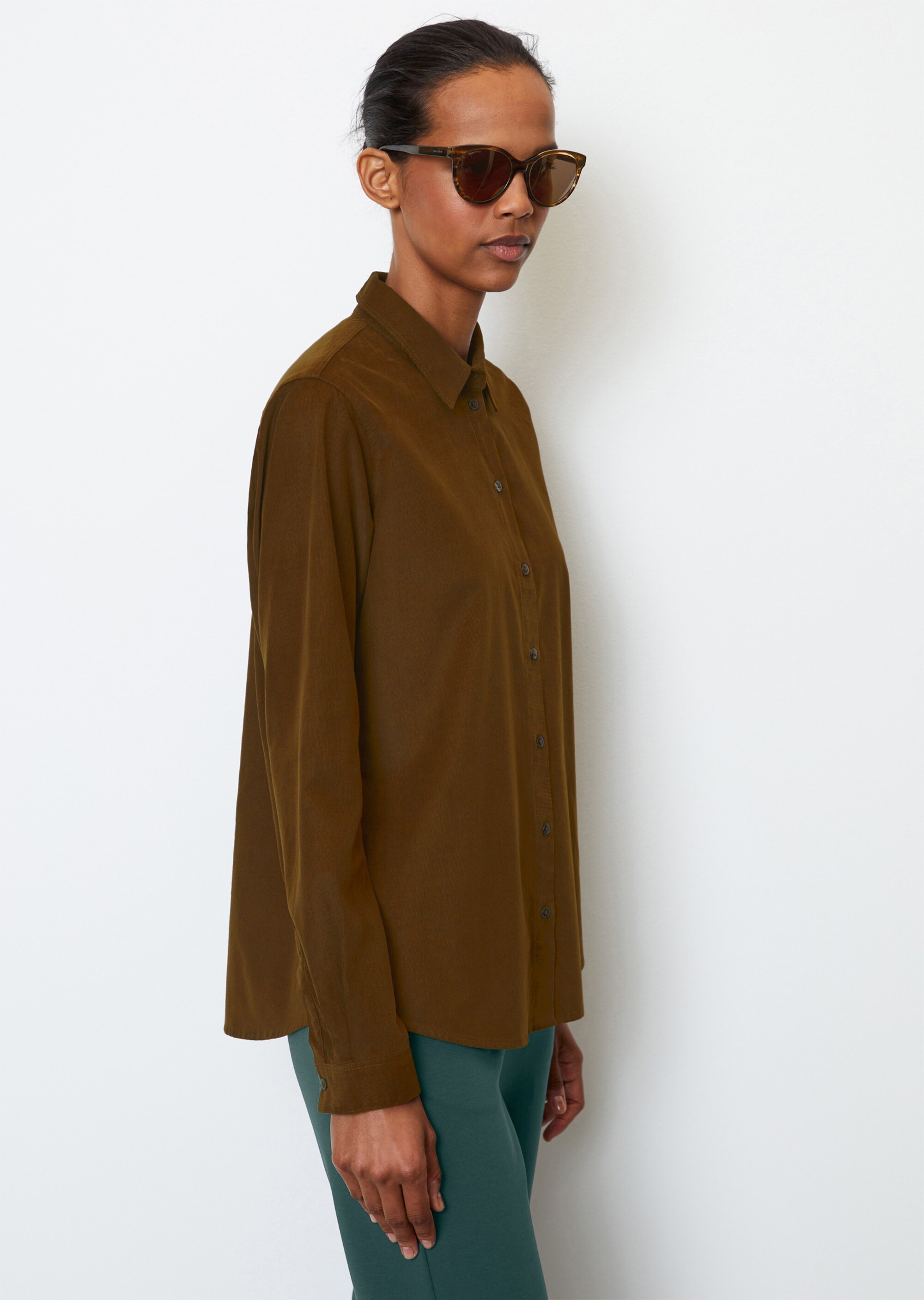 Feincord-Langarm-Bluse regular aus Organic Cotton-Lyocell-Mix