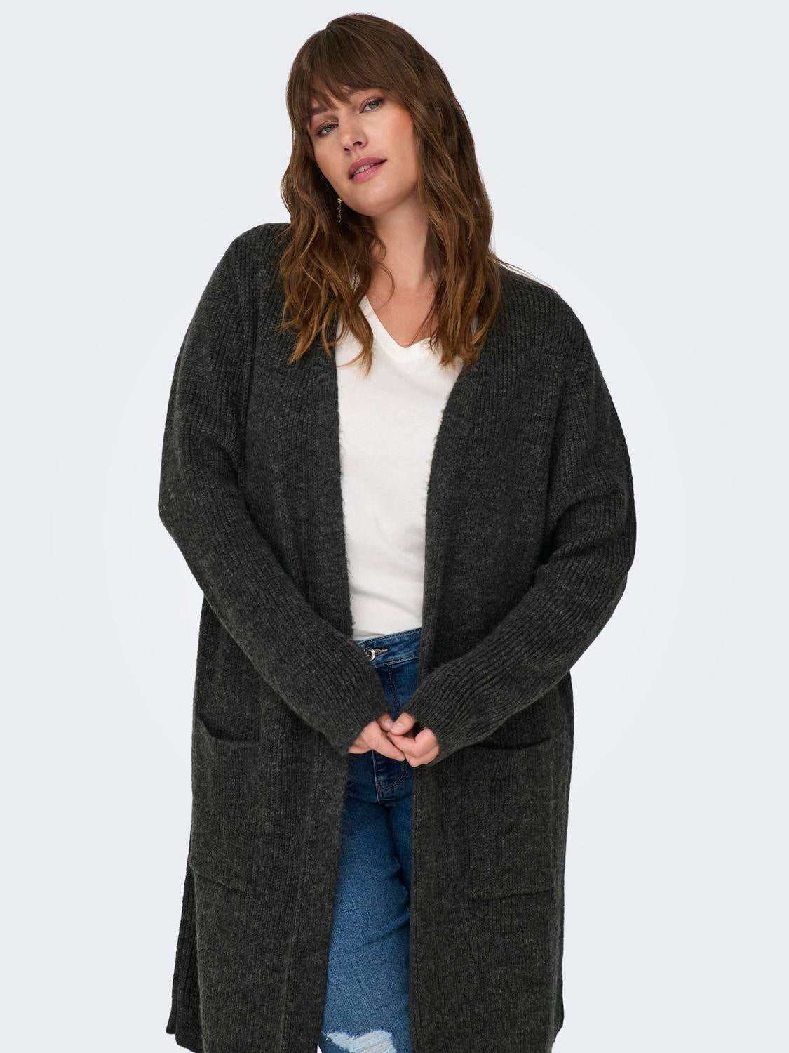 CARJADE Strickjacke Dark Grey Melange
