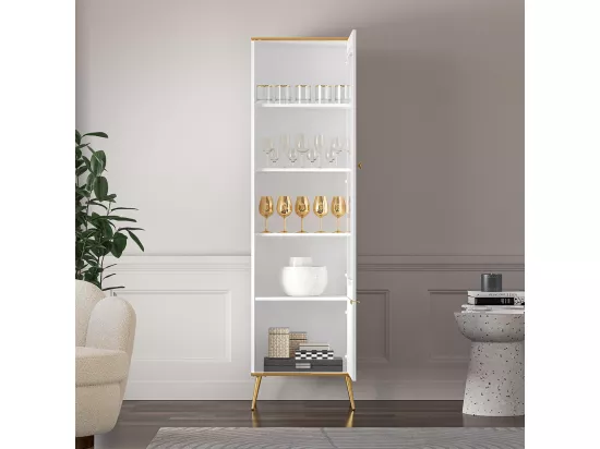 Vitrine 2 portes Zora Blanc et Doré