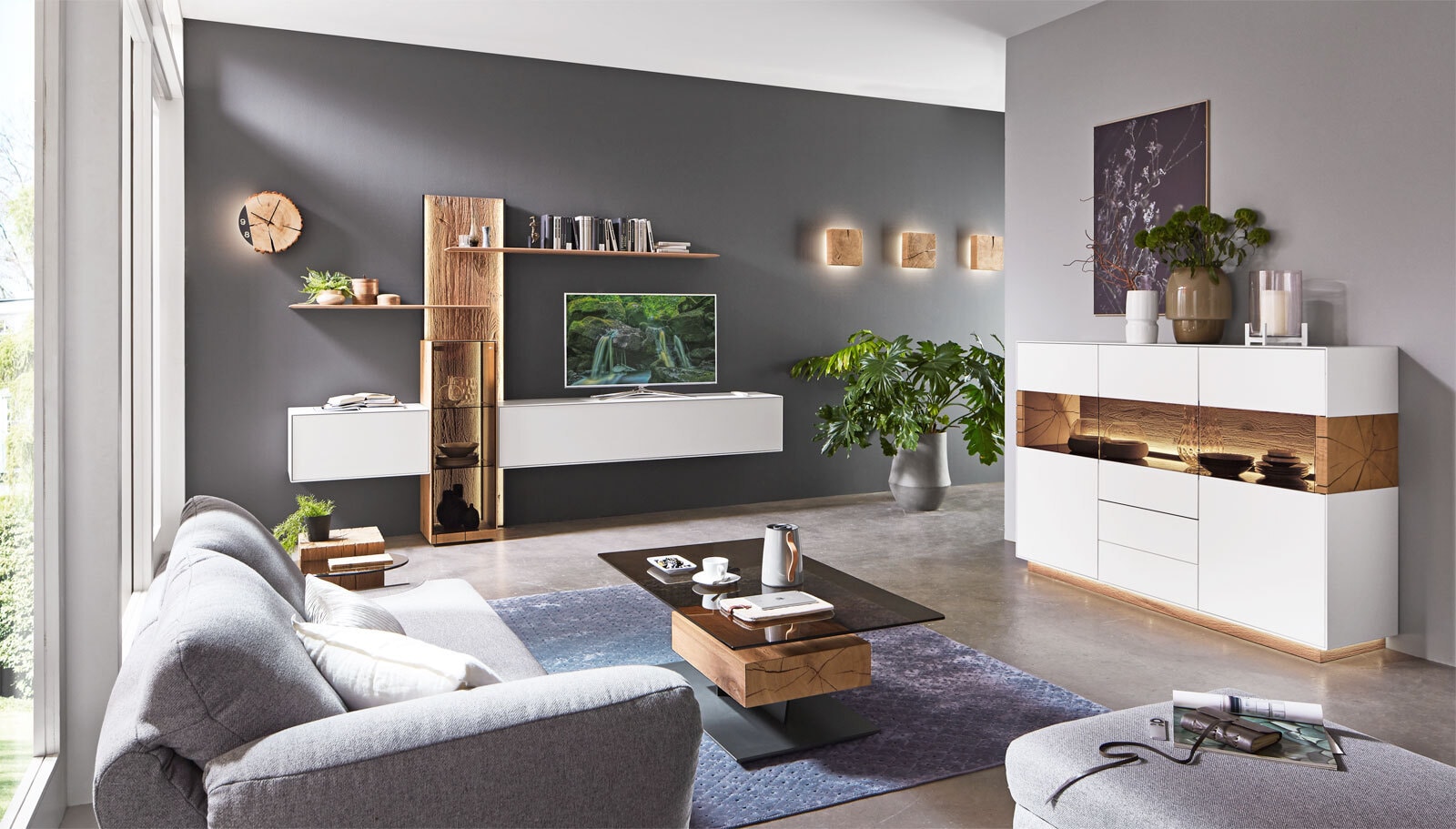 Couchtisch 120 x 70 cm grau/ braun