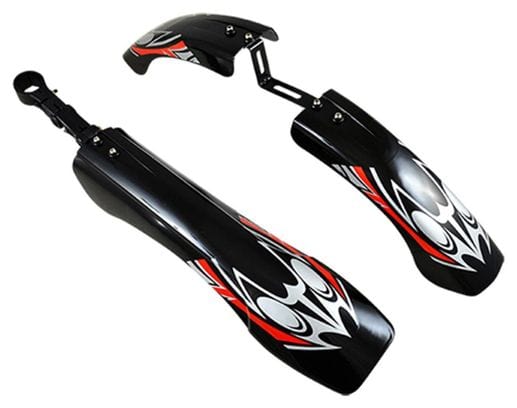 GARDE BOUE VTT 26  ATOO NOIR/ROUGE AV FIX. PIVOT FOURCHE ARR FIX. TIGE DE SELLE (PR)