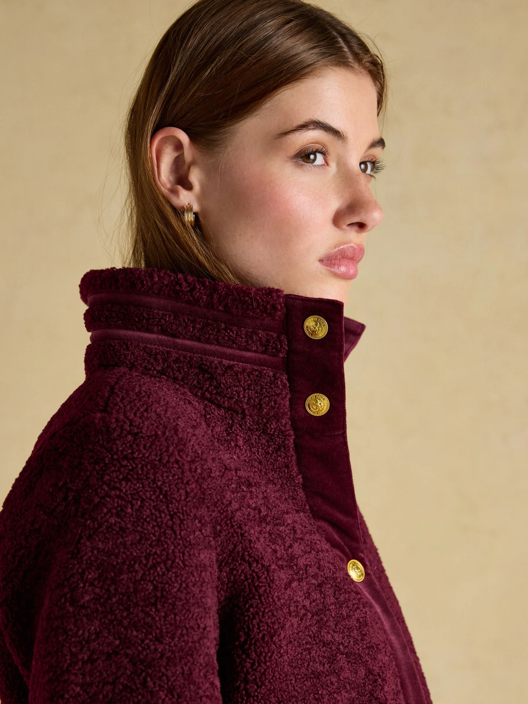 Bordeauxrood - Joules Fleur Fleece Jacket