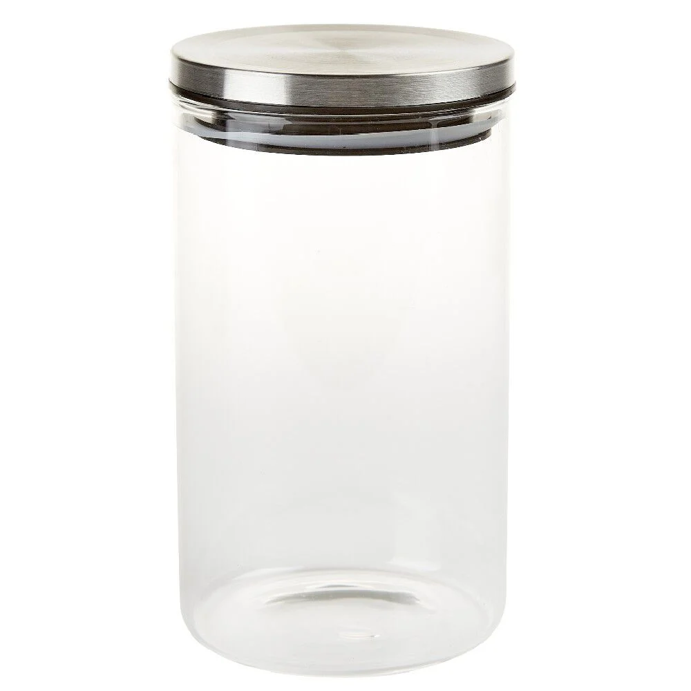 Bocal hermétique verre transparent couvercle métal silicone