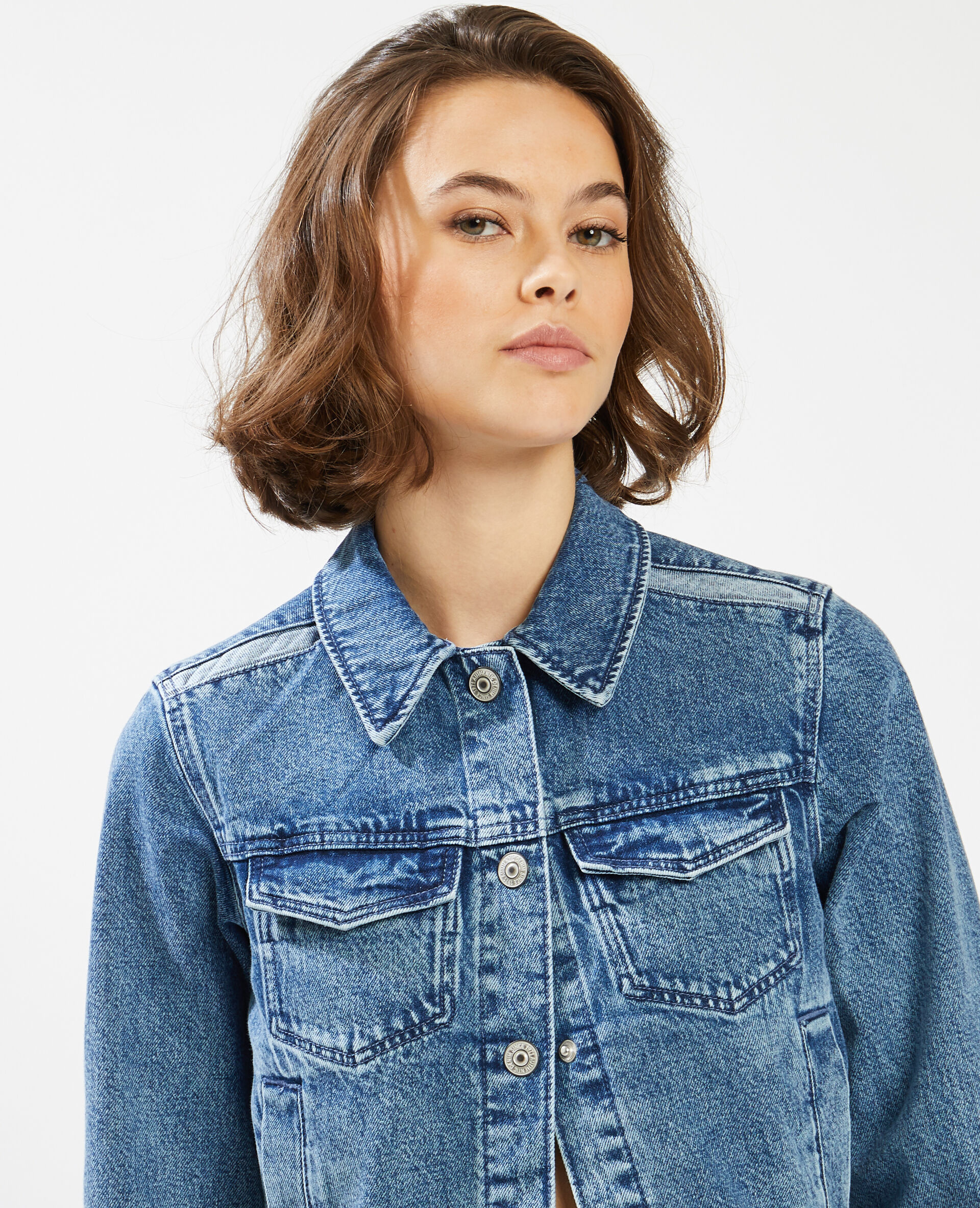 Veste courte en jean - Bleu