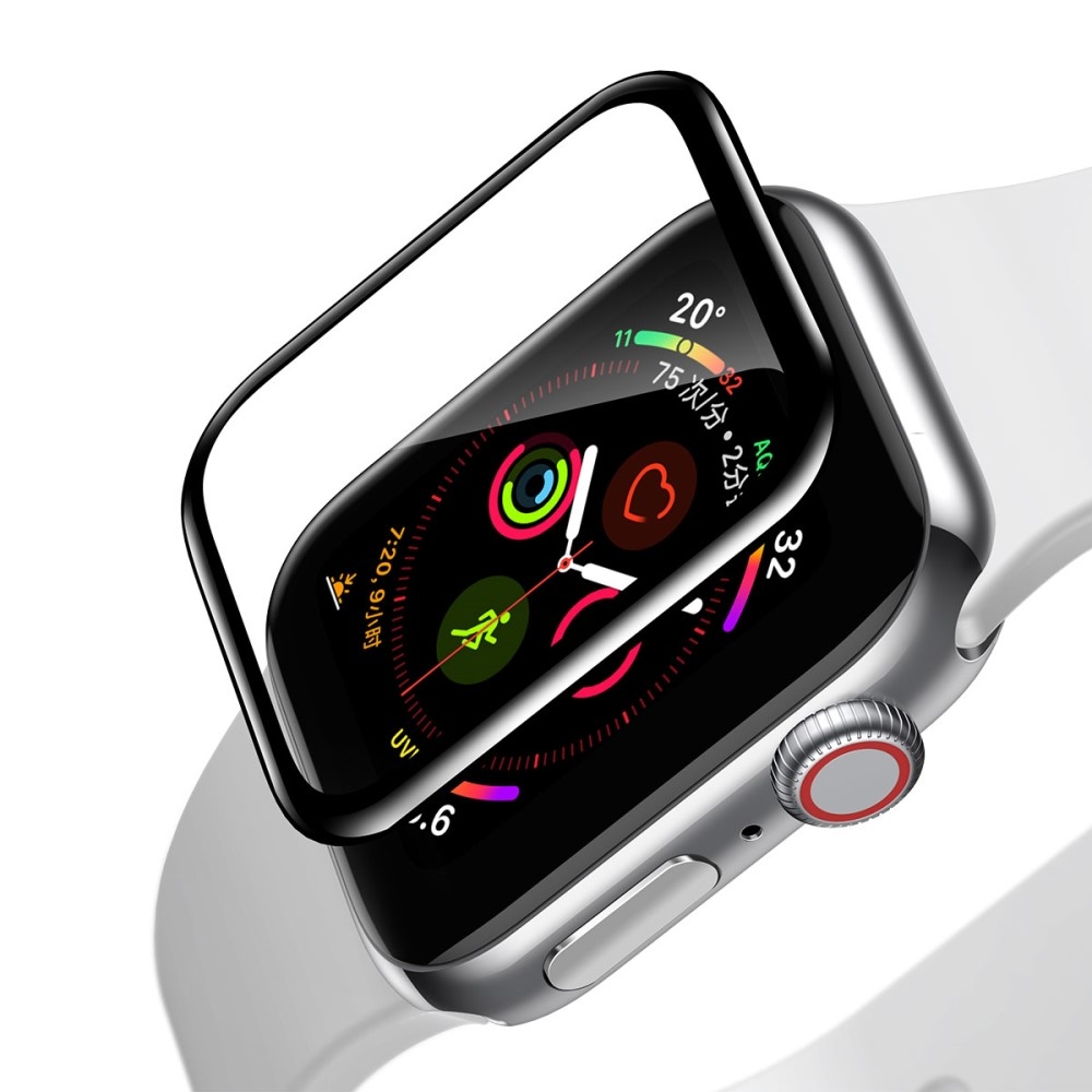 Apple Watch (44mm) Vollbild Curved Panzer Glas Display Rahmen - Schwarz