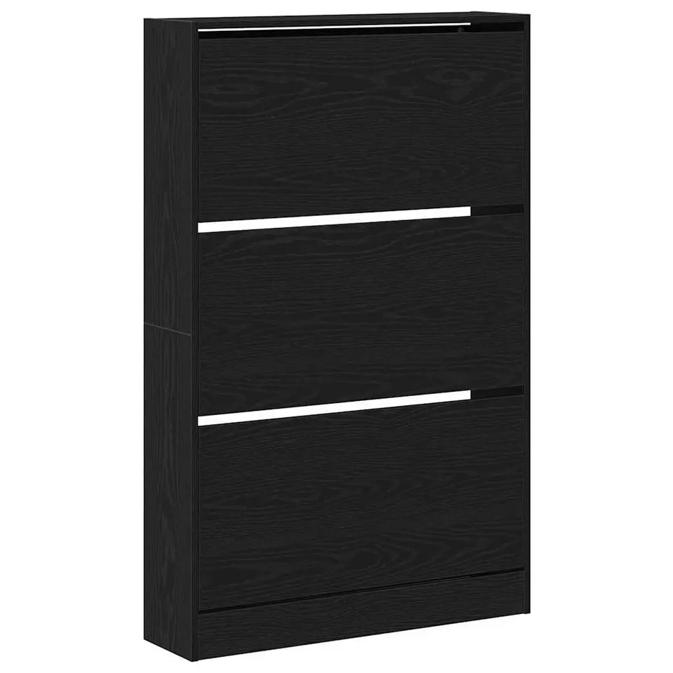 vidaXL - Schoenenkast met 3 kleppen 9 paar - Zwart eiken - 80x21x125,5 cm