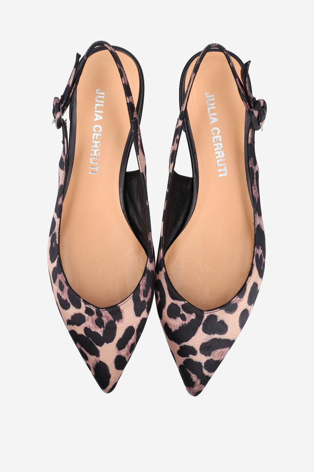 Pointed-toe satin slingbacks