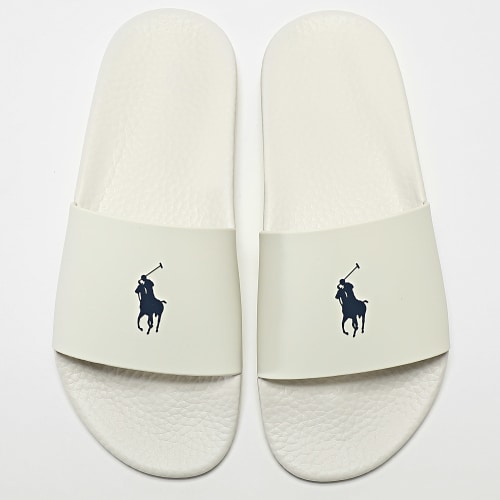 Claquettes Polo Slide Blanc Bleu Marine