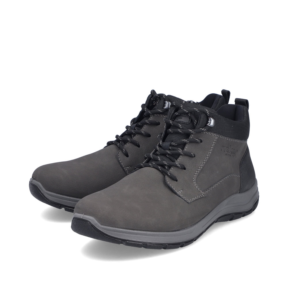 Rieker Herren-Schnürstiefel gefüttert Grau-Schwarz