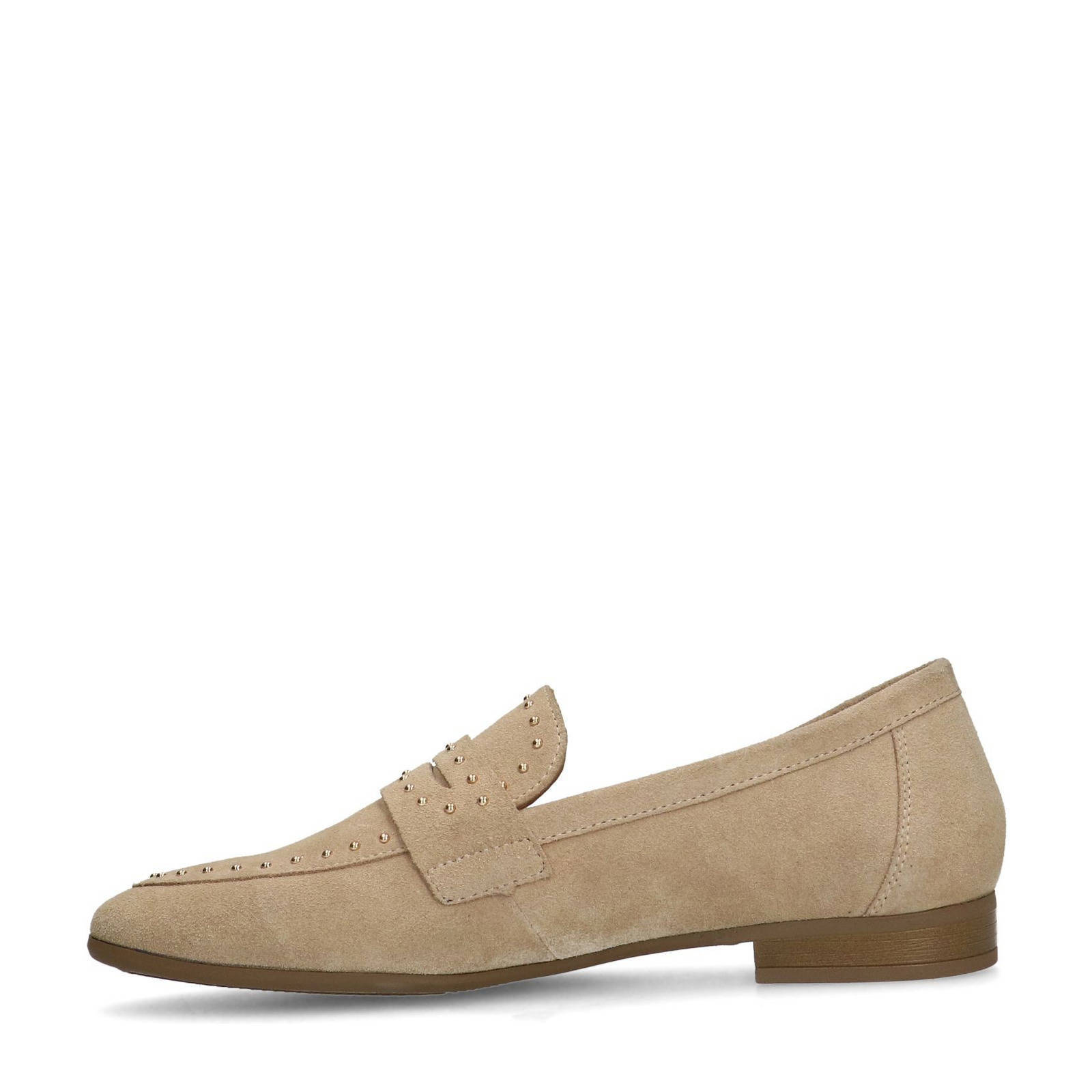 Manfield suède loafers met studs beige