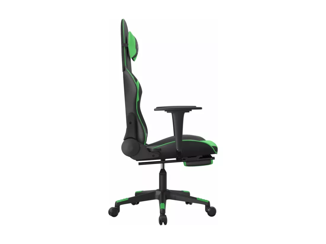 Chaise de jeu de massage et repose-pied Noir et vert Similicuir