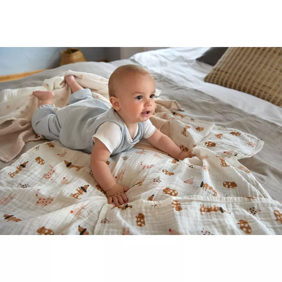 LÄSSIG Musselin Jumpsuit blau